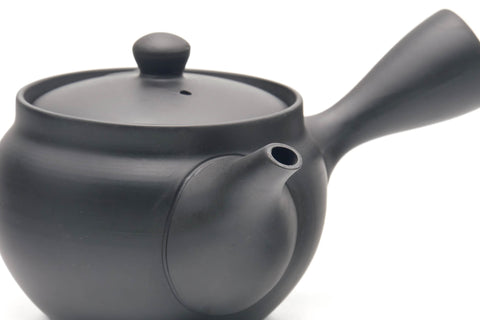 Japanese Kyusu - Black Kokudei Tokoname-yaki Mesh Teapot - 240ml