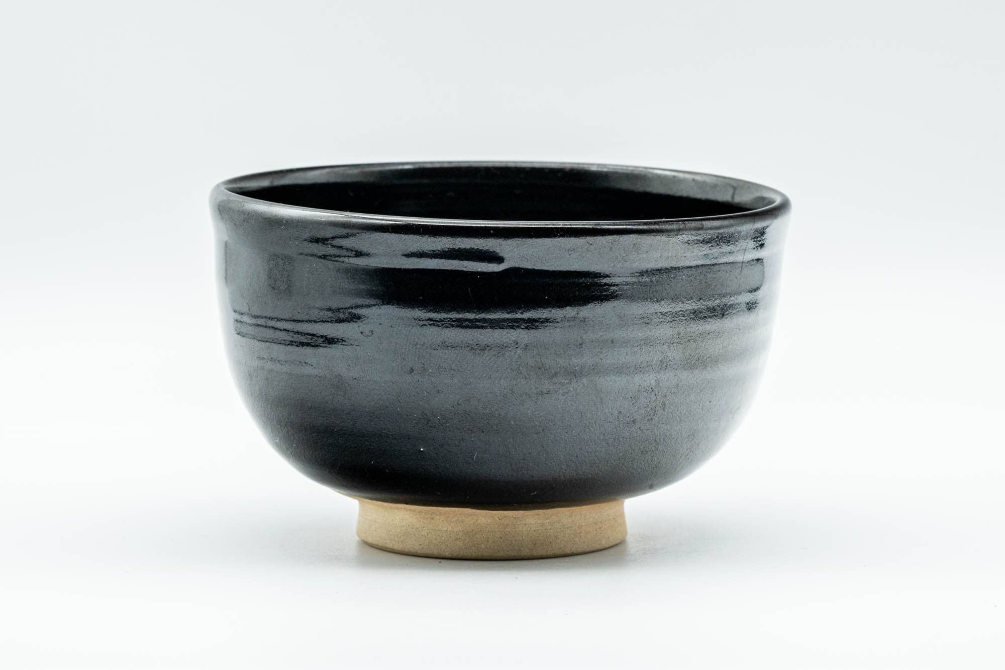 Japanese Matcha Bowl - Jet Black Glazed Hantsutsu-gata Chawan - 350ml