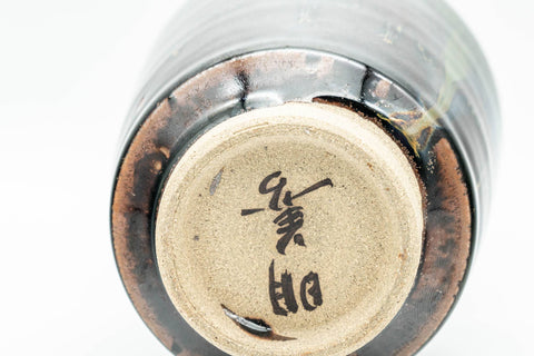Japanese Teacup - Black Green Drip-Glazed Yunomi - 150ml - Tezumi
