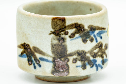 Japanese Teacup - Beige Bamboo-decorated Tsutsu-gata Yunomi - 70ml