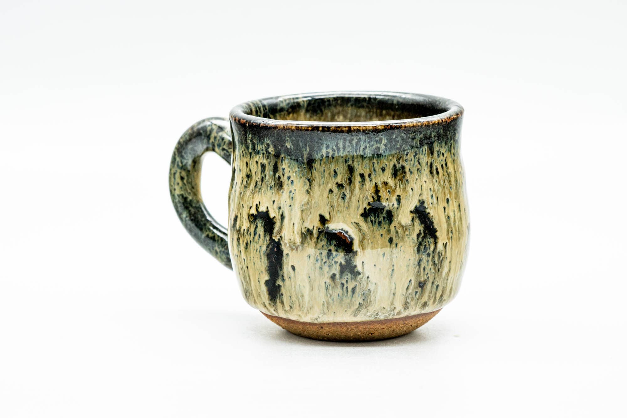 Japanese Teacup - Beige Hare's Fur Drip-Glazed Ushirode Yunomi - 90ml