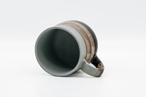 Grey Beige Black Striped Mino-yaki Mug - 280ml