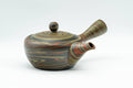 Tezumi — Japanese Kyusu - Nerikomi Tokoname-yaki Debeso Teapot - 250ml — side view with the lid and side handle