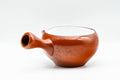 Japanese Yuzamashi - White Inner-Glazed Red Shudei Tokoname-yaki Water Cooler - 300ml - side view showing the spout