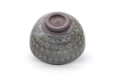 Japanese Matcha Bowl - Grey White Mishima Chawan - 400ml