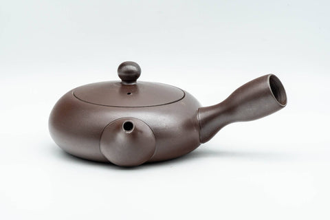 Tezumi — Japanese Kyusu - Flat Hira-gata Banko-yaki Debeso Teapot - 160ml — three-quarter view