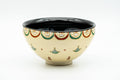 Japanese Matcha Bowl - Sakura Cherry Blossoms Geometric Black Inner-Glazed Kyo-yaki Chawan - 250ml - Tezumi