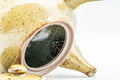 Japanese Kyusu - Bamboo Green Speckled Glazed Ceramic Filter Teapot - 300ml - interior showing the ceramic filter holes