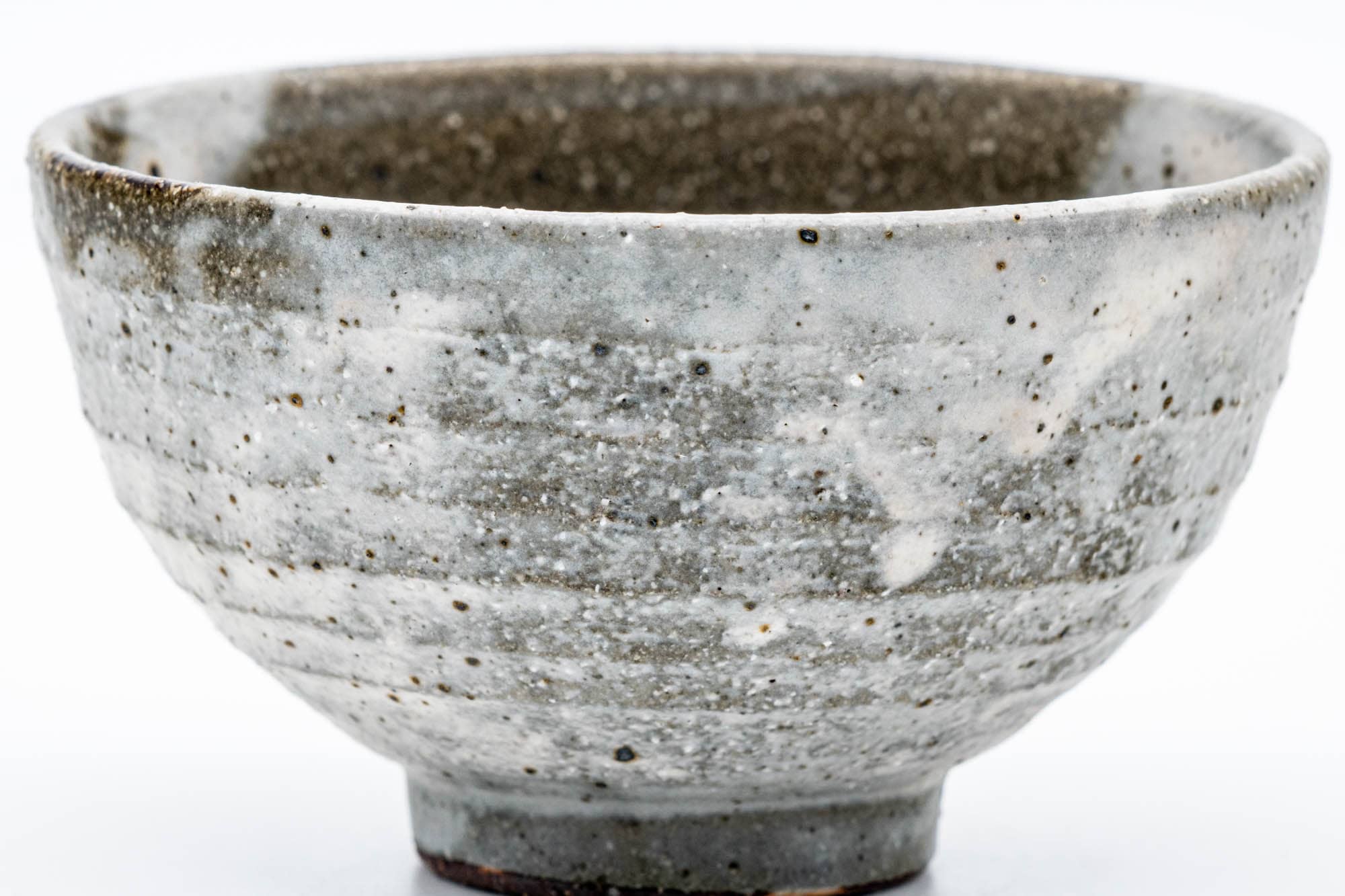 Japanese Matcha Bowl - Grey Milky Drip-Glazed Textured Chawan - 150ml
