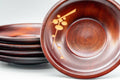 Japanese Chataku - Set of 5 Floral Engraved Red Wood Tea Saucers - Tezumi