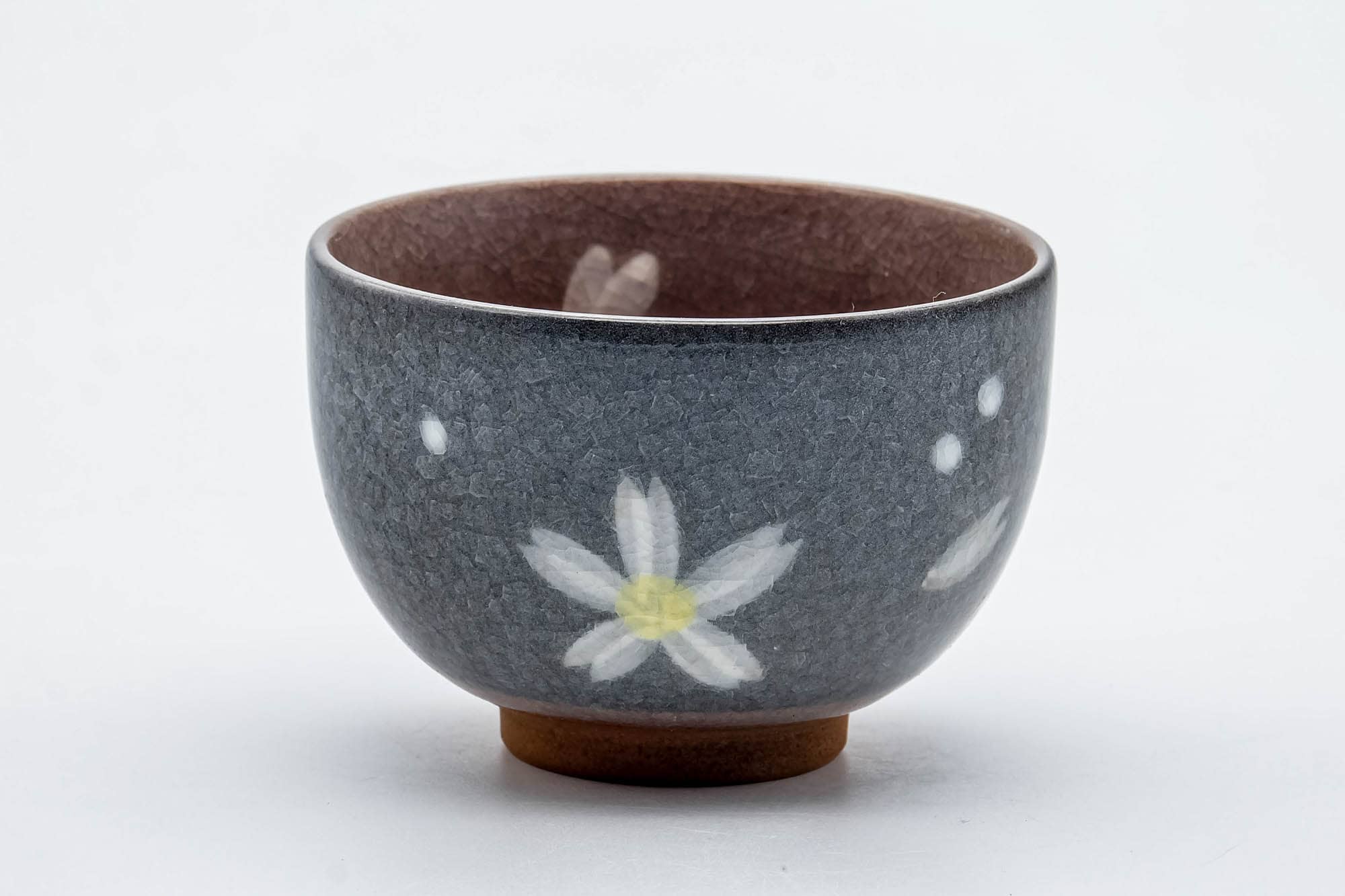 Japanese Teacup - Floral Grey Celadon Snowflake Glazed Yunomi - 150ml