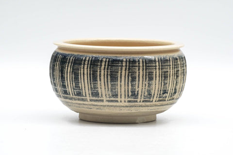 Japanese Kensui - Beige Brush Glazed Striped Water Bowl - 400ml