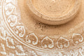 Tezumi — Japanese Matcha Bowl - Floral Geometric White Glazed Chawan - 300ml — inverted showing the foot ring