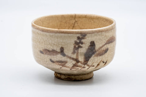 Japanese Matcha Bowl - Floral Cream Shino Glazed Chawan - 300ml