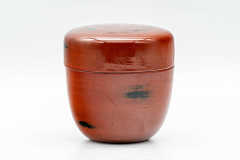 Japanese Natsume - Red Lacquer Spotted Matcha Tea Caddy - 80ml - front view of the closed caddy