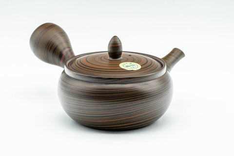 Japanese Kyusu - Hida Tosen Nerikomi Tokoname-yaki Teapot - 230ml - front view with the spout