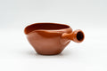 Japanese Yuzamashi - Classic Red Shudei Tokoname-yaki Water Cooler - 150ml - front view of the rim and spout
