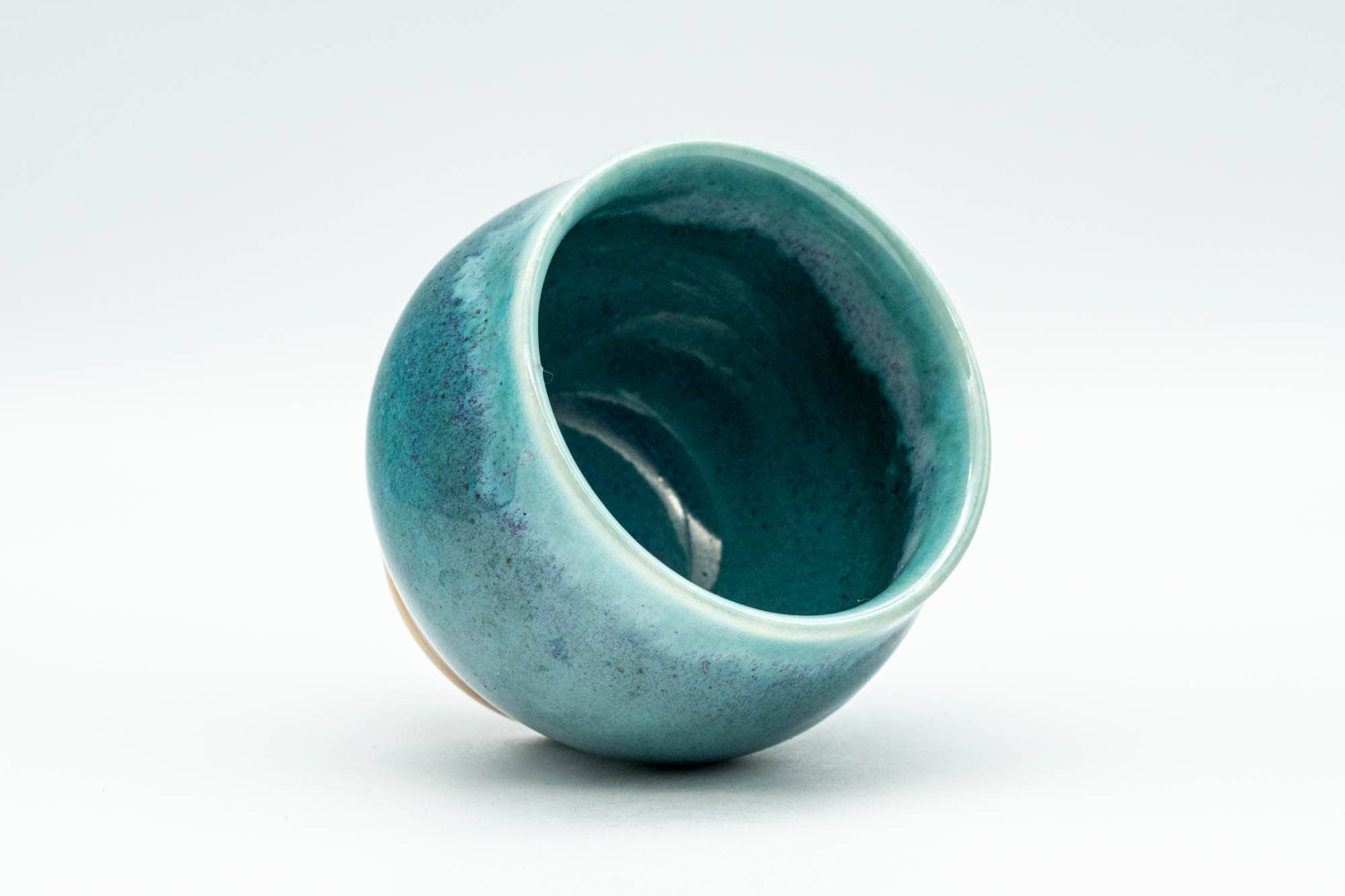 Japanese Teacups - Set of 3 Turquoise Drip-Glazed Yunomi - 120ml