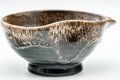 Tezumi — Japanese Katakuchi - Black and Brown Hare's Fur Drip-Glazed Yuzamashi Water Cooler - 100ml — tipped to show the interior