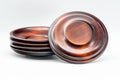 Japanese Chataku - Set of 5 Floral Engraved Red Wood Tea Saucers - Tezumi