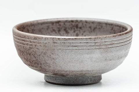 Japanese Teacups - Pair of Purple Textured Clay Guinomi - 40ml - single cup close-up, three-quarter view