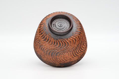 Wavy Red-Orange Kiyomizu-yaki Chawan