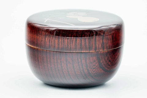 Japanese Natsume - Hira-natsume Flat Gourd Clear Lacquered Woodgrain Matcha Tea Caddy - 80ml