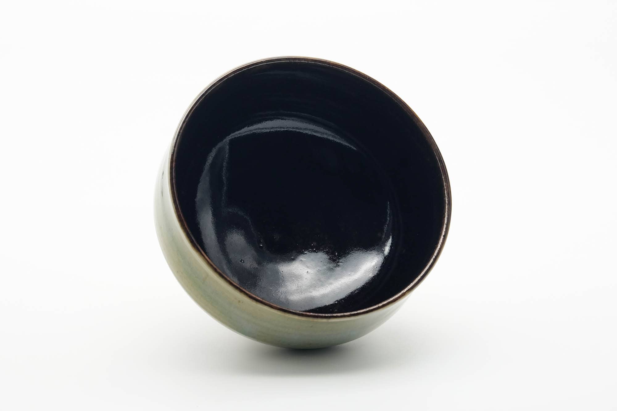 Japanese Matcha Bowl - Green Black Interior Glazed Chawan - 500ml