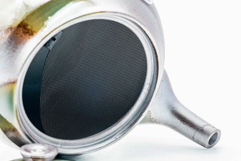 Japanese Kyusu - Green Ash Glazed Banko-yaki Mesh Teapot - 450ml