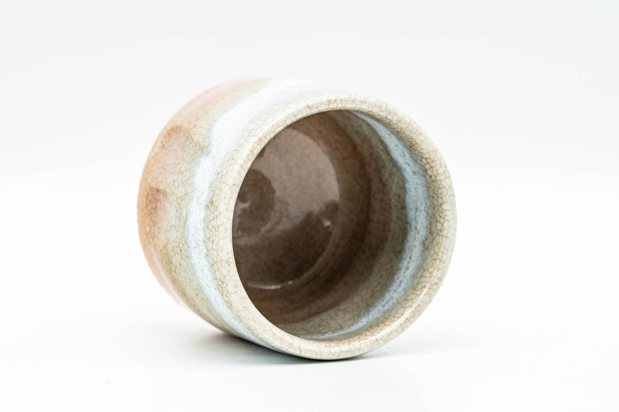 Japanese Teacup - Small Beige White Drip-Glazed Hagi-yaki Guinomi - 55ml