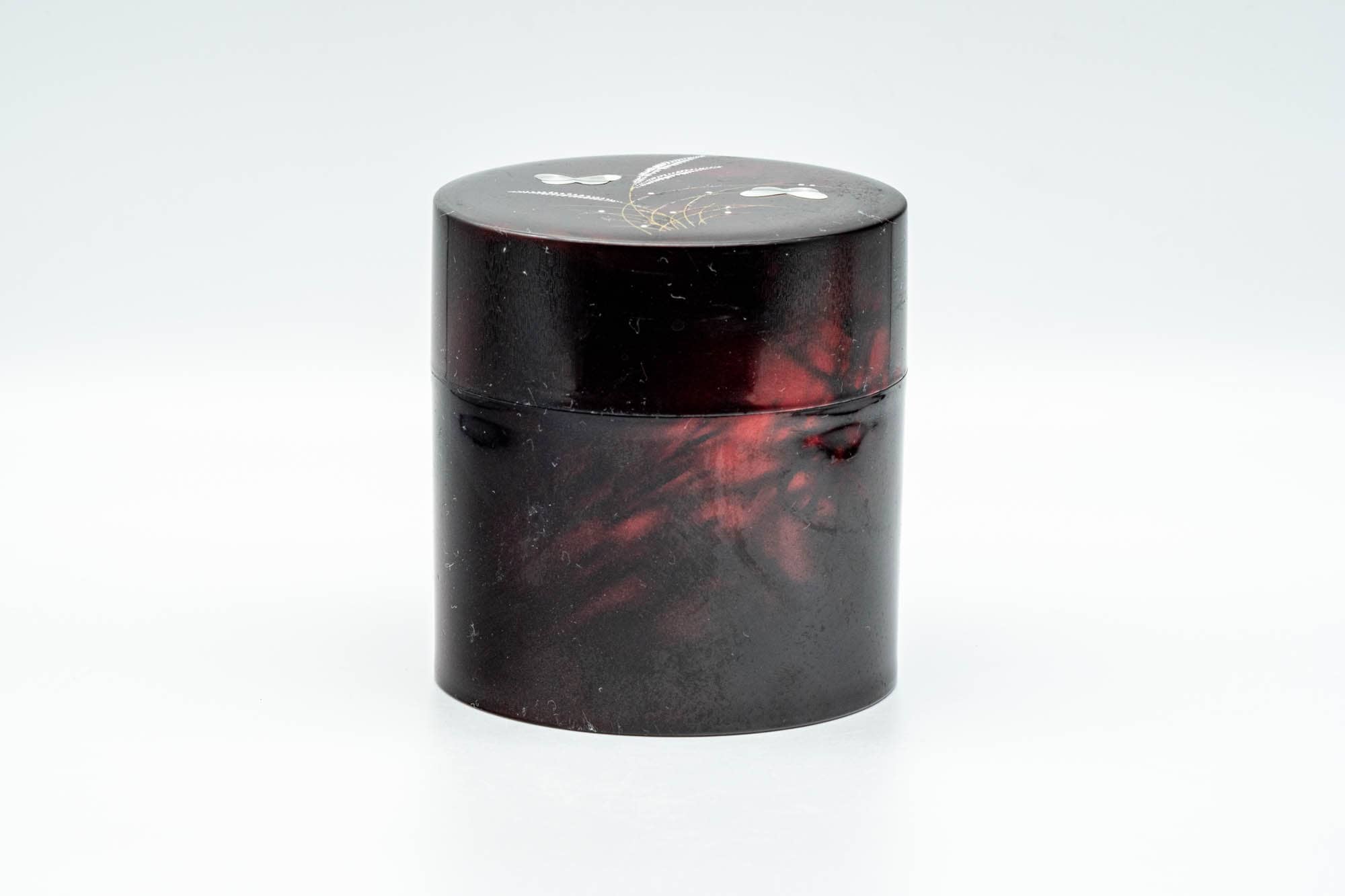 Japanese Chazutsu - Sparkling Butterflies Red Plastic Tea Canister - 300ml - Tezumi