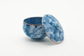 Tezumi — Japanese Teacup - Blue Floral White Porcelain Arita-yaki Lidded Yunomi - 140ml — front view from another angle