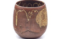 Tezumi — Japanese Teacup - Brown Drip-Glazed Yunomi - 200ml — tipped to show the interior