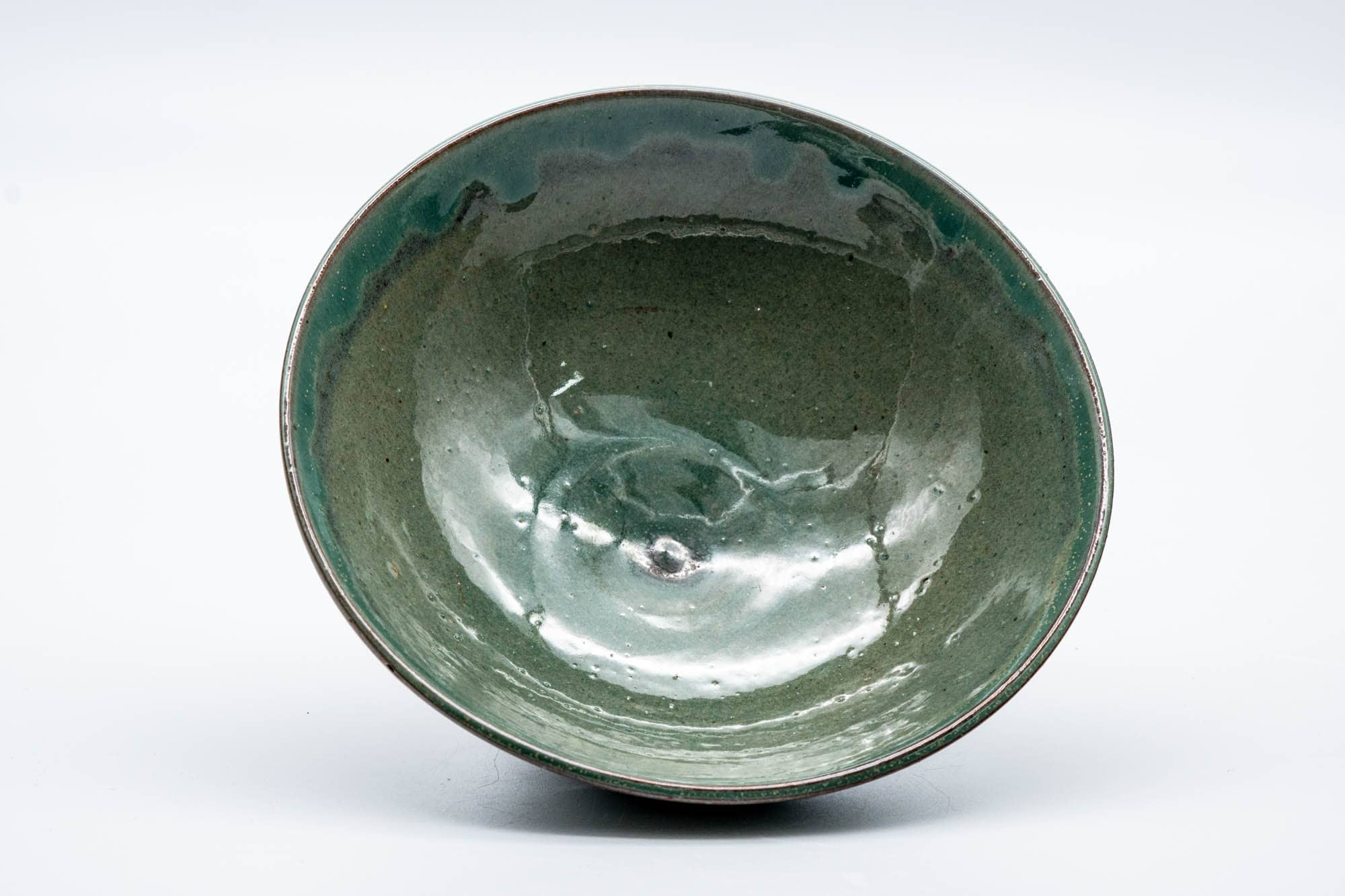 Japanese Matcha Bowl - Green Drip-Glazed Hira-gata Chawan - 200ml
