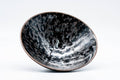 Tezumi — Japanese Matcha Bowl - Tenmoku Glazed Hira-gata Summer Chawan - 100ml — three-quarter view