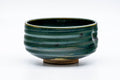 Tezumi — Japanese Matcha Bowl - Green Glazed Thumb-Indented Spiraling Chawan - 200ml — front view from another angle