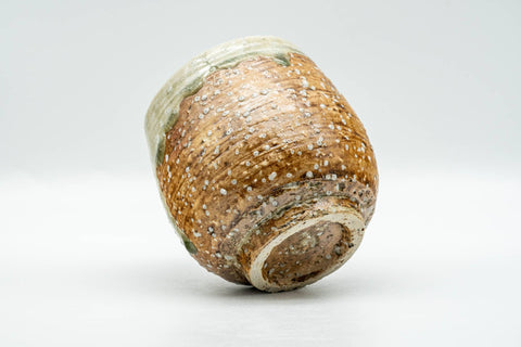 Japanese Teacup - Green Drip-Glazed Brown Textured Yunomi - 210ml