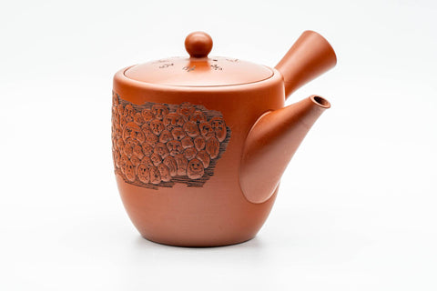 Japanese Kyusu - 高資窯 Takasuke Kiln - Daruma Engraved Tokoname-yaki Debeso Teapot - 450ml