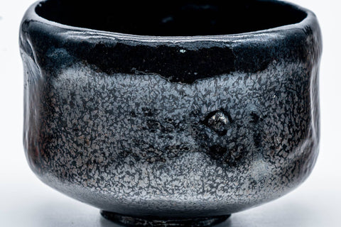 Japanese Matcha Bowl - 手 Classic Black Faceted Kuro-Raku Chawan - 300ml