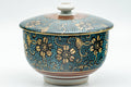 Japanese Teacup - 九谷焼 Floral Aochibu Kutani-yaki Porcelain Lidded Yunomi - 120ml - Tezumi