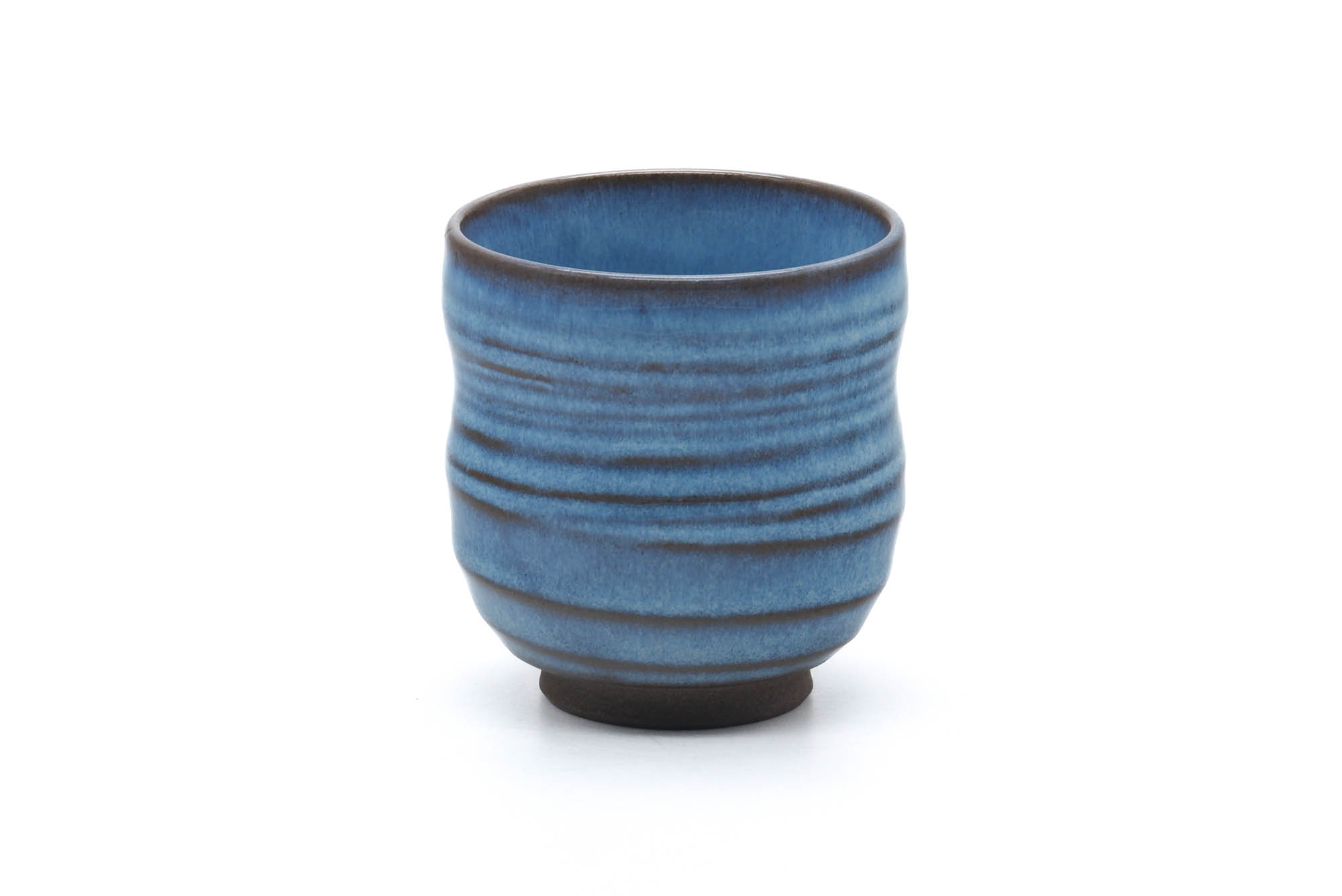 Japanese Teacup - Ocean Blue Glazed Spiraling Yunomi - 180ml
