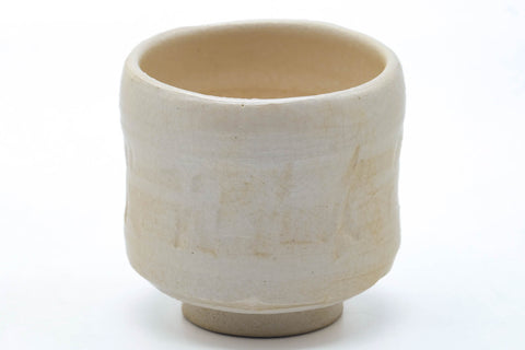 Tezumi — Japanese Teacup - Off White Glazed Doji-mari Yunomi - 175ml — tipped to show the interior
