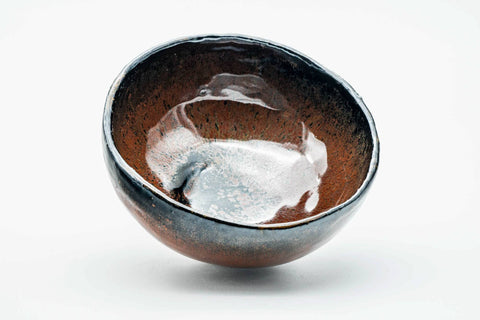 Japanese Matcha Bowl - Black Orange Glazed Wabi-Sabi Chawan - 150ml