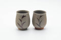 Tezumi — Japanese Teacups - Pair of Long Grass Grey Glazed Karatsu-yaki Meoto Yunomi - 250ml — front view