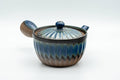 Japanese Kyusu - Blue Brown Wavy Body Nozomi Teapot - 225ml - Tezumi
