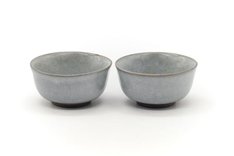 Tezumi — Japanese Teacups - Pair of Grey Celadon Yunomi - 170ml — three-quarter view
