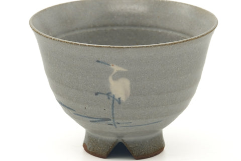 Tezumi — Japanese Teacup - Blue Grey Egret Yunomi - 150ml — tipped to show the interior