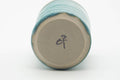 Tezumi — Japanese Teacup - Large Spiraling Teal Glazed Yunomi - 250ml — inverted showing the foot ring