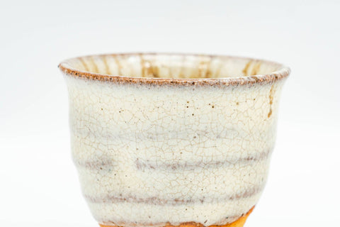 Japanese Teacups - Pair of Milky Beige Drip-Glazed Guinomi - 45ml
