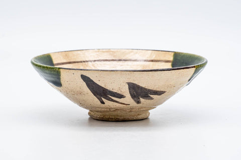 Japanese Matcha Bowl - 野田東山 Noda Higashiyama - 長曽窯 Nagaso Kiln - Ao-Oribe Summer Chawan - 150ml